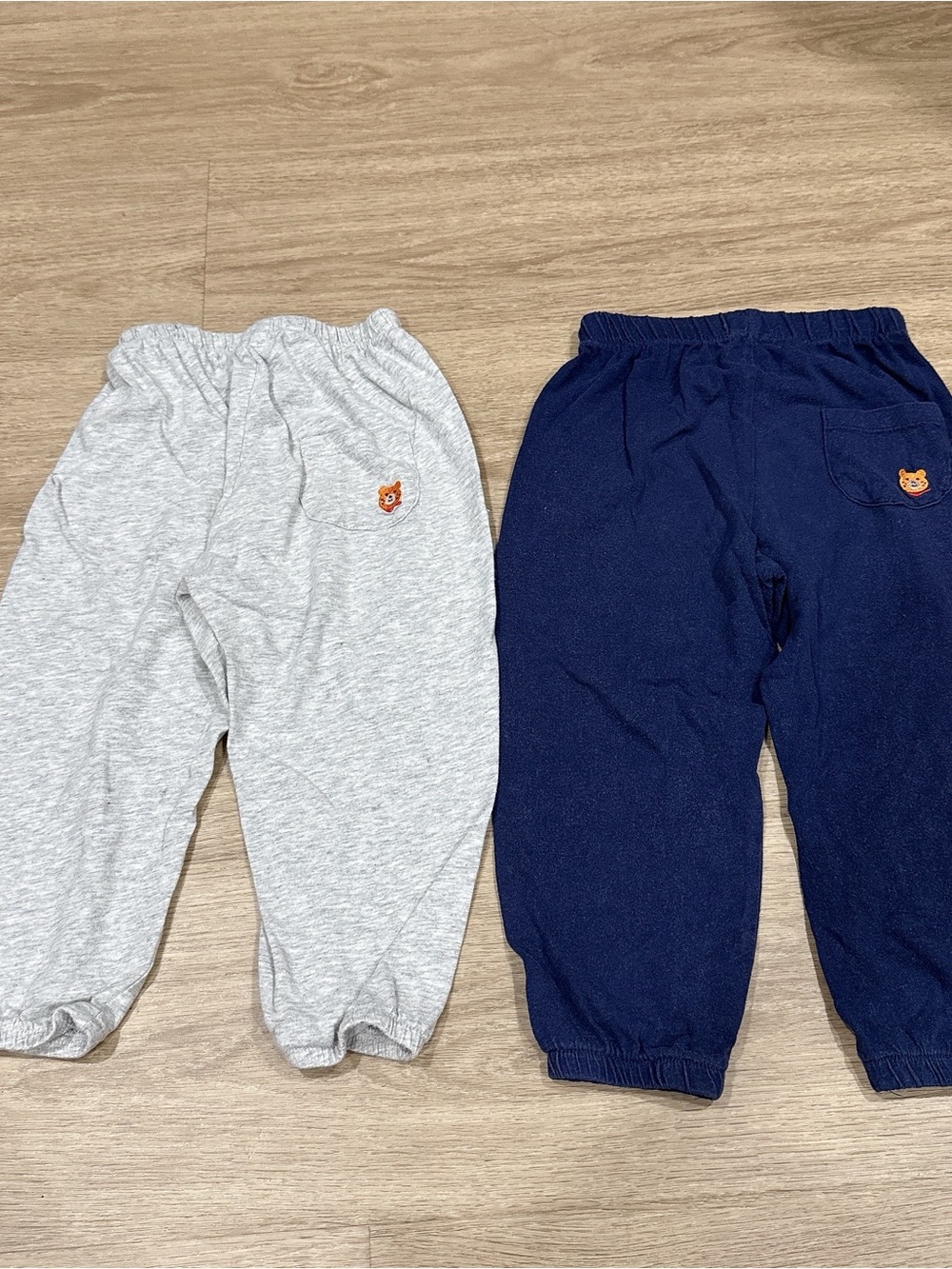 Miki house style bear Kids Elastic Waist Jogger Pants - Gray & Navy